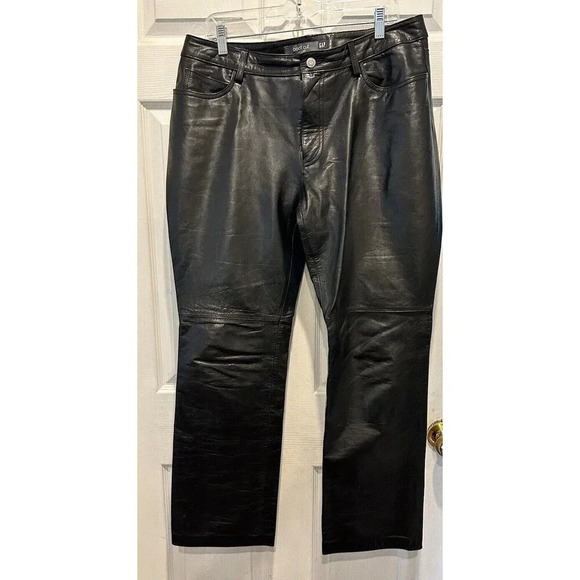 Gap Vintage Women’s Black Genuine Leather Bootcut Pants Size 14 - Picture 1 of 11